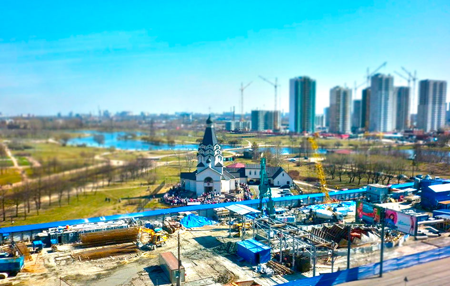 Строительство станции метро «Проспект Славы» в Санкт-Петербурге