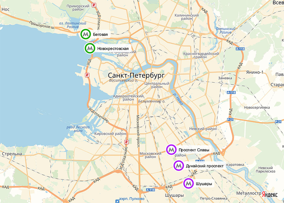 Новые станции метро в Санкт-Петербурге