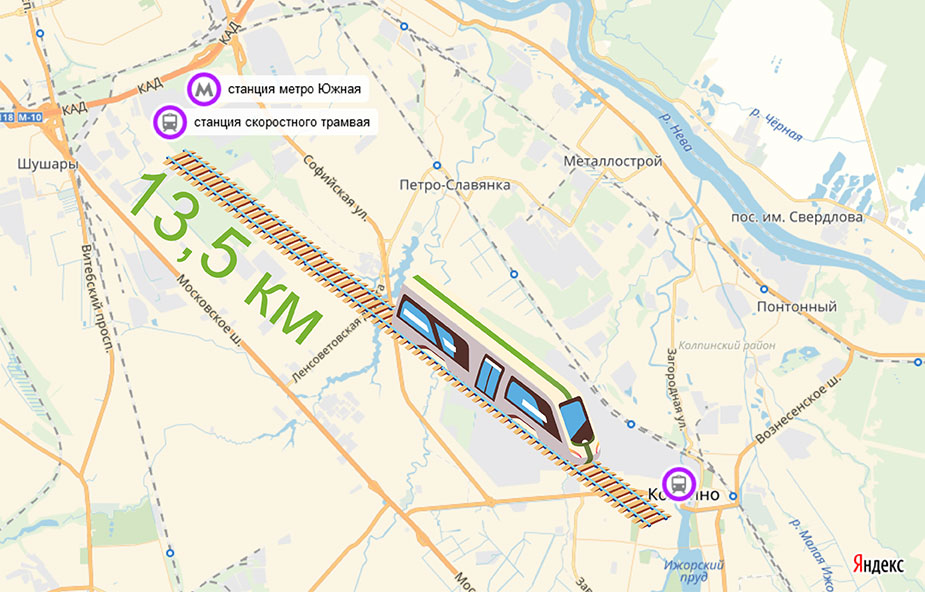 Петербург вернулся к идее скоростного трамвая в Колпино - новостистроительства и развития подземных сооружений