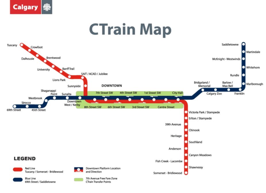 карта метро Калгари